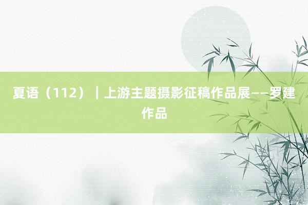 夏语（112）｜上游主题摄影征稿作品展——罗建作品