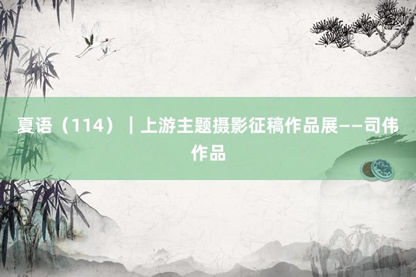 夏语（114）｜上游主题摄影征稿作品展——司伟作品