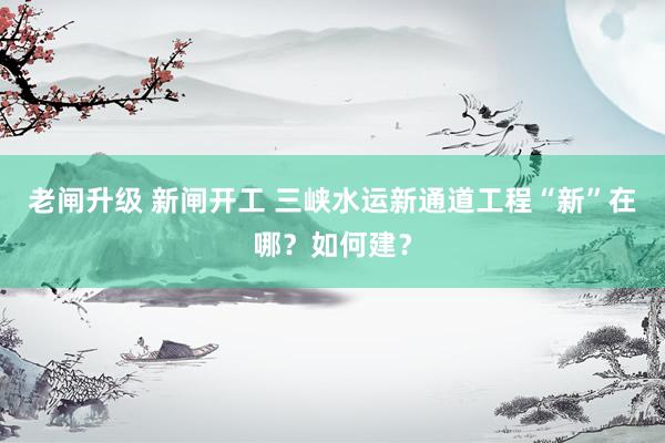 老闸升级 新闸开工 三峡水运新通道工程“新”在哪？如何建？