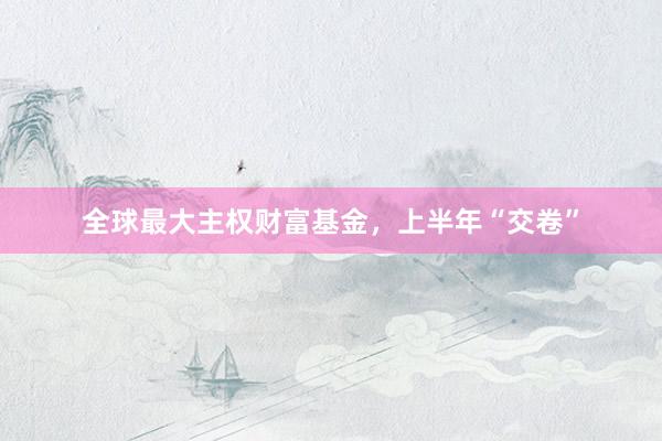 全球最大主权财富基金，上半年“交卷”