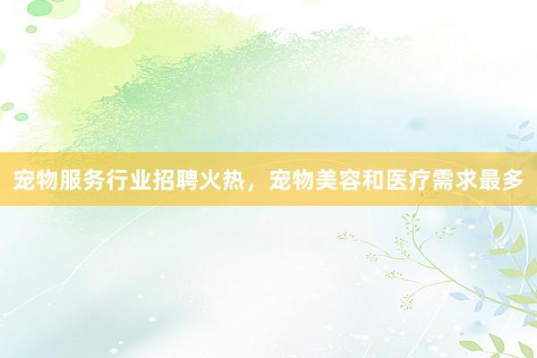 宠物服务行业招聘火热，宠物美容和医疗需求最多