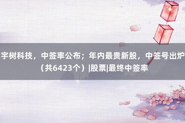 宇树科技，中签率公布；年内最贵新股，中签号出炉（共6423个）|股票|最终中签率