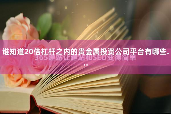 谁知道20倍杠杆之内的贵金属投资公司平台有哪些...
