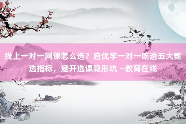 线上一对一网课怎么选？启优学一对一吃透五大甄选指标，避开选课隐形坑 —教育在线