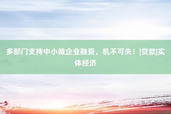 多部门支持中小微企业融资，机不可失！|贷款|实体经济