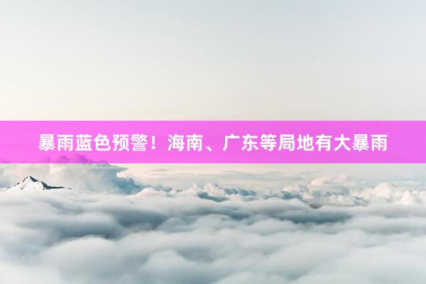 暴雨蓝色预警！海南、广东等局地有大暴雨