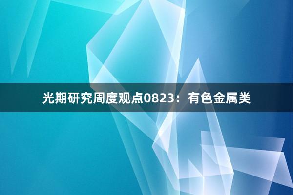 光期研究周度观点0823：有色金属类
