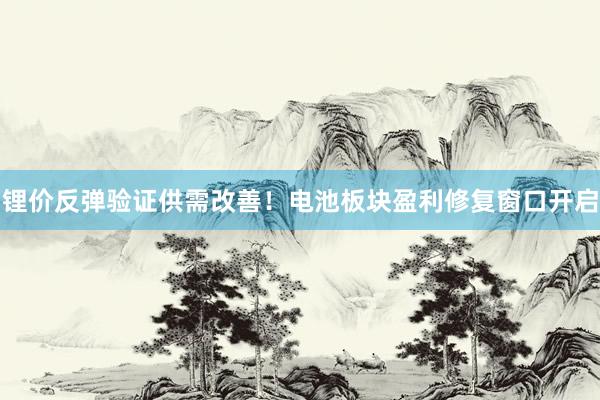 锂价反弹验证供需改善！电池板块盈利修复窗口开启