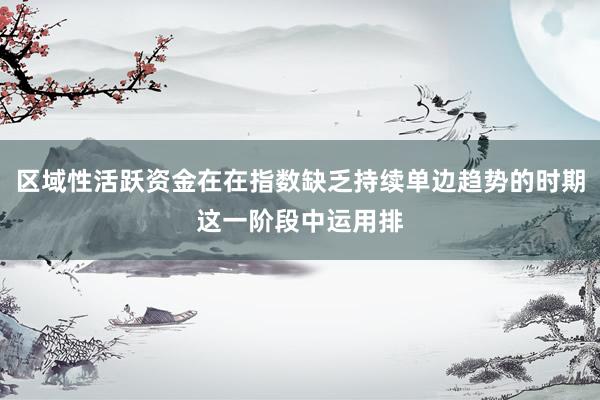 区域性活跃资金在在指数缺乏持续单边趋势的时期这一阶段中运用排