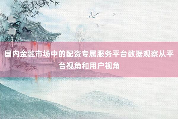 国内金融市场中的配资专属服务平台数据观察从平台视角和用户视角
