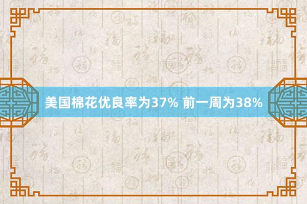 美国棉花优良率为37% 前一周为38%