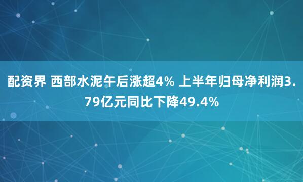 配资界 西部水泥午后涨超4% 上半年归母净利润3.79亿元同比下降49.4%