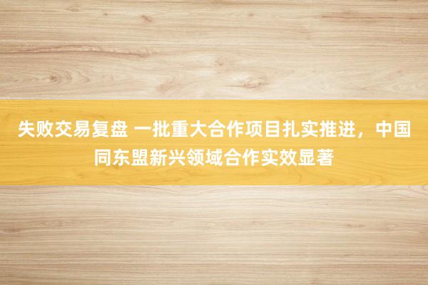 失败交易复盘 一批重大合作项目扎实推进，中国同东盟新兴领域合作实效显著