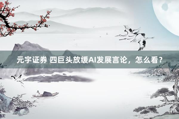 元宇证券 四巨头放缓AI发展言论，怎么看？