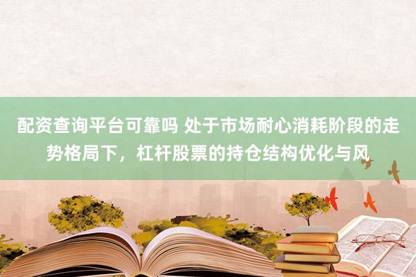 配资查询平台可靠吗 处于市场耐心消耗阶段的走势格局下，杠杆股票的持仓结构优化与风