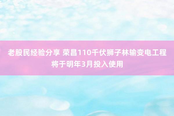 老股民经验分享 荣昌110千伏狮子林输变电工程将于明年3月投入使用