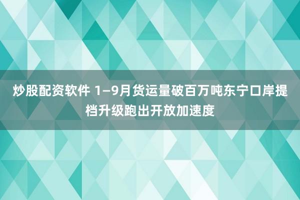 炒股配资软件 1—9月货运量破百万吨东宁口岸提档升级跑出开放加速度